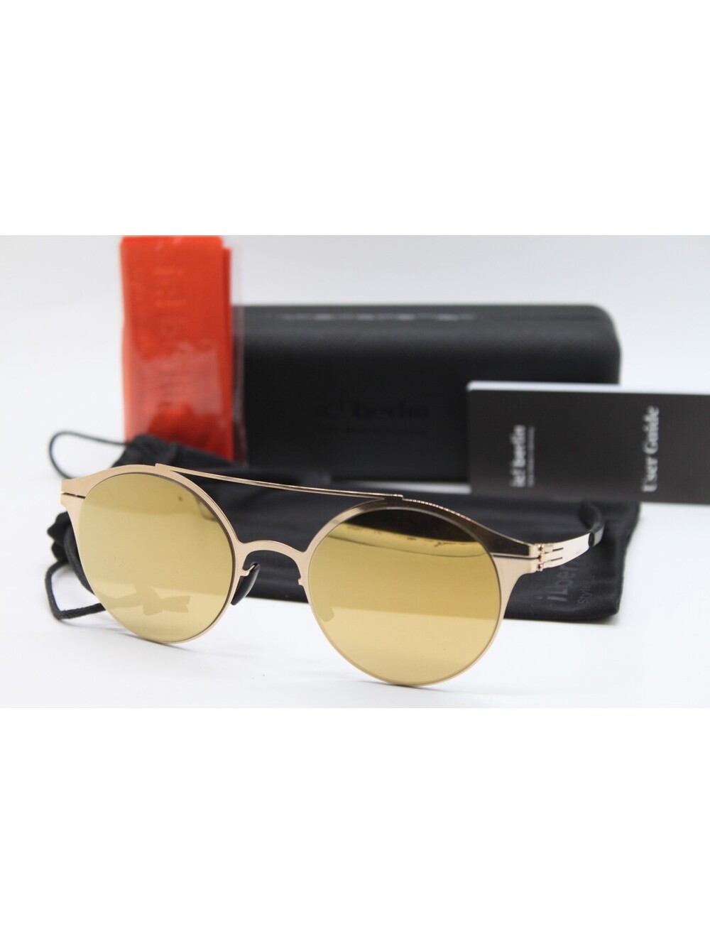 NEW IC! BERLIN BLANCA F. ROSE GOLD BLACK AUTHENTIC SUNGLASSES W/CASE 51-23